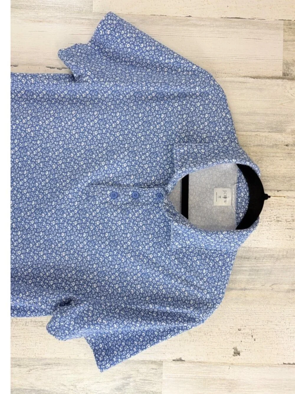 J Crew Performance Polo Shirt Mens M Slim Blue CoolMax Stretch Floral